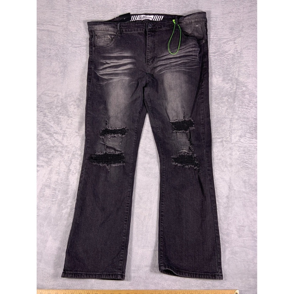 Gstar Raw Moto Mens 44 Slim Fit Black Gray Distressed Stretch Jeans NWT
